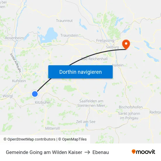 Gemeinde Going am Wilden Kaiser to Ebenau map