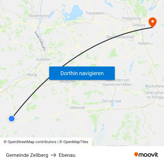 Gemeinde Zellberg to Ebenau map