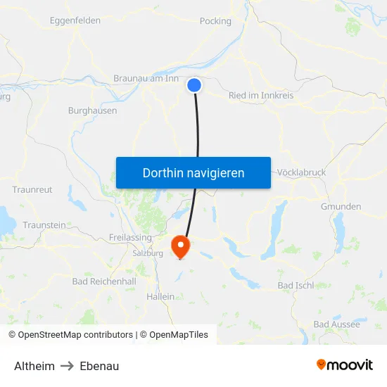 Altheim to Ebenau map