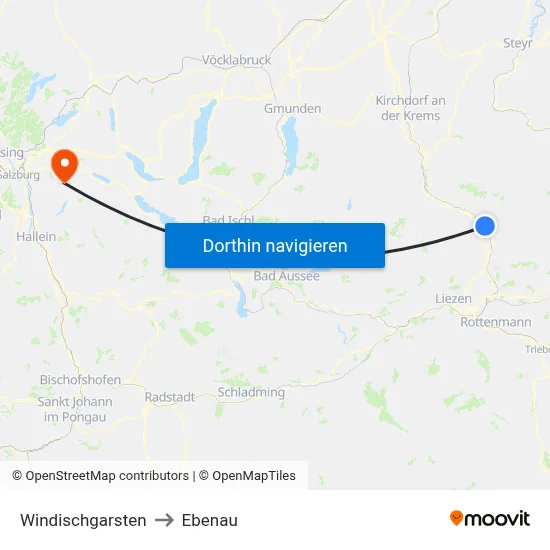 Windischgarsten to Ebenau map