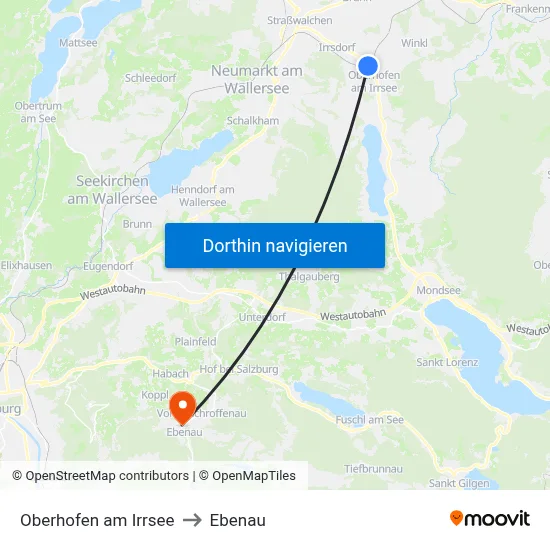 Oberhofen am Irrsee to Ebenau map