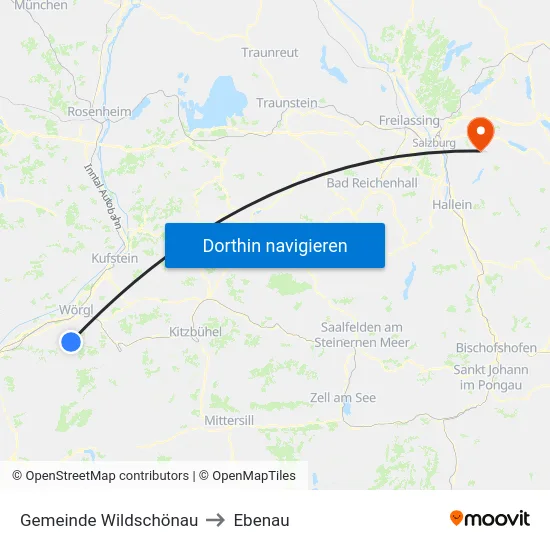 Gemeinde Wildschönau to Ebenau map