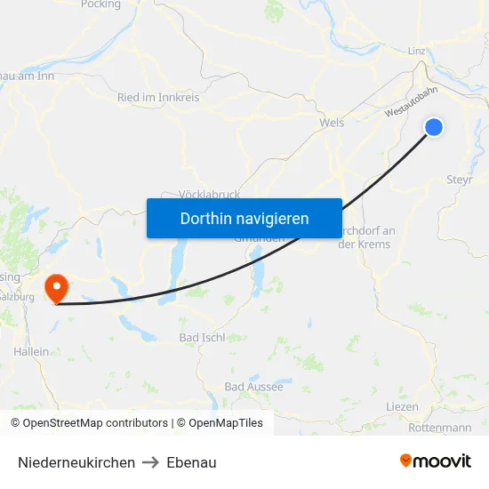 Niederneukirchen to Ebenau map