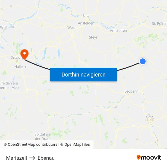 Mariazell to Ebenau map