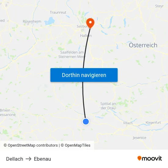 Dellach to Ebenau map