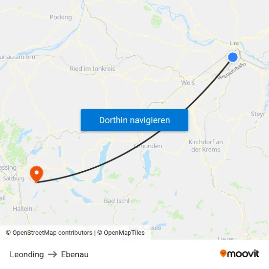 Leonding to Ebenau map