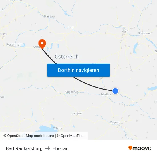 Bad Radkersburg to Ebenau map