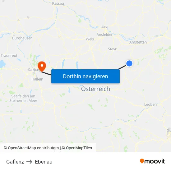 Gaflenz to Ebenau map