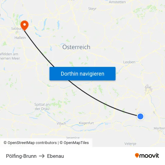 Pölfing-Brunn to Ebenau map