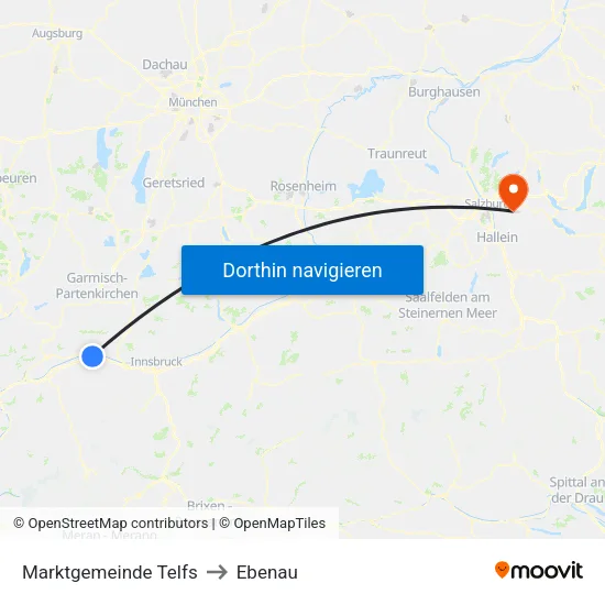 Marktgemeinde Telfs to Ebenau map