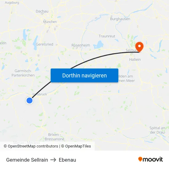Gemeinde Sellrain to Ebenau map