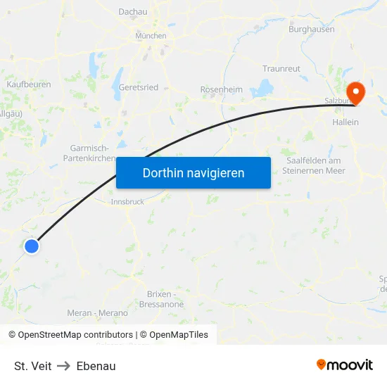 St. Veit to Ebenau map