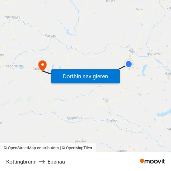 Kottingbrunn to Ebenau map