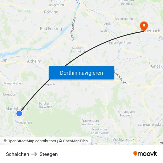 Schalchen to Steegen map