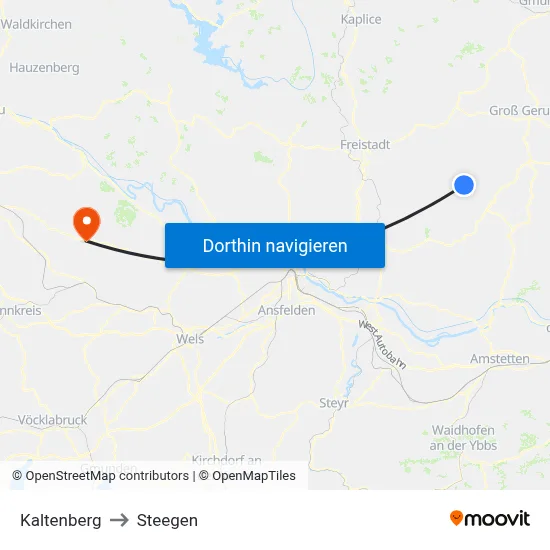 Kaltenberg to Steegen map