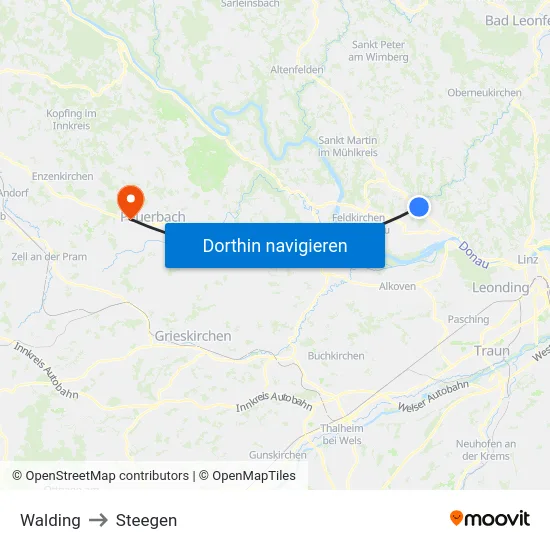 Walding to Steegen map