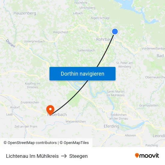 Lichtenau Im Mühlkreis to Steegen map