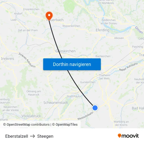 Eberstalzell to Steegen map