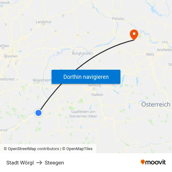 Stadt Wörgl to Steegen map