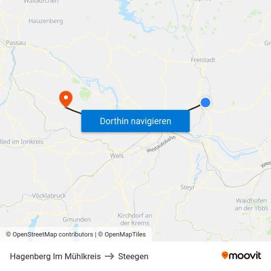 Hagenberg Im Mühlkreis to Steegen map