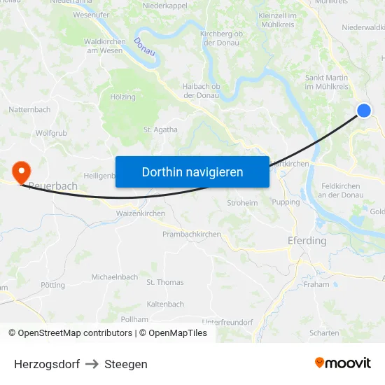 Herzogsdorf to Steegen map