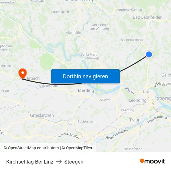 Kirchschlag Bei Linz to Steegen map