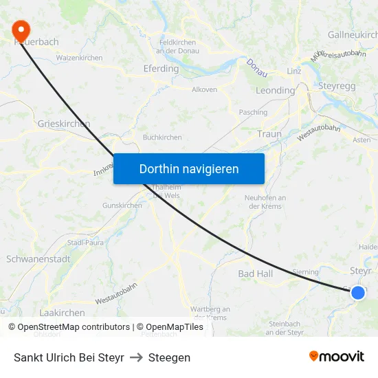 Sankt Ulrich Bei Steyr to Steegen map