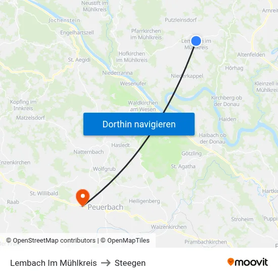 Lembach Im Mühlkreis to Steegen map