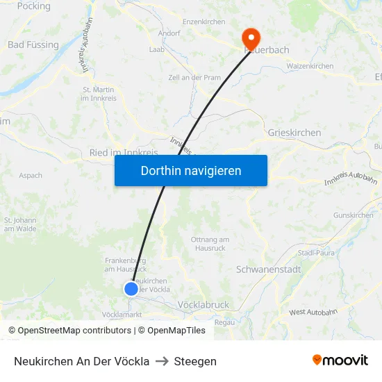Neukirchen An Der Vöckla to Steegen map
