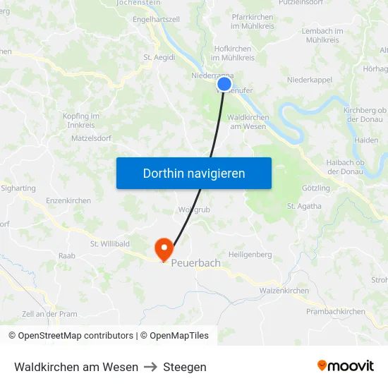 Waldkirchen am Wesen to Steegen map