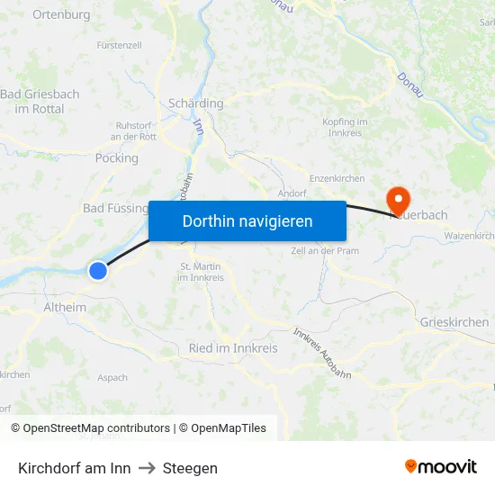 Kirchdorf am Inn to Steegen map