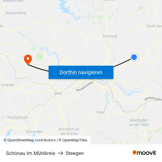 Schönau Im Mühlkreis to Steegen map