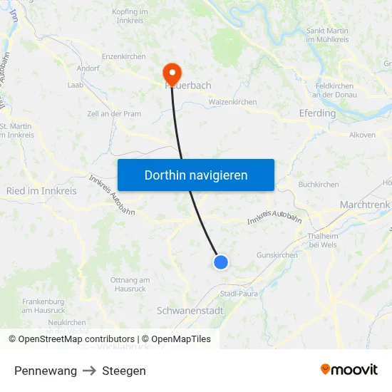 Pennewang to Steegen map