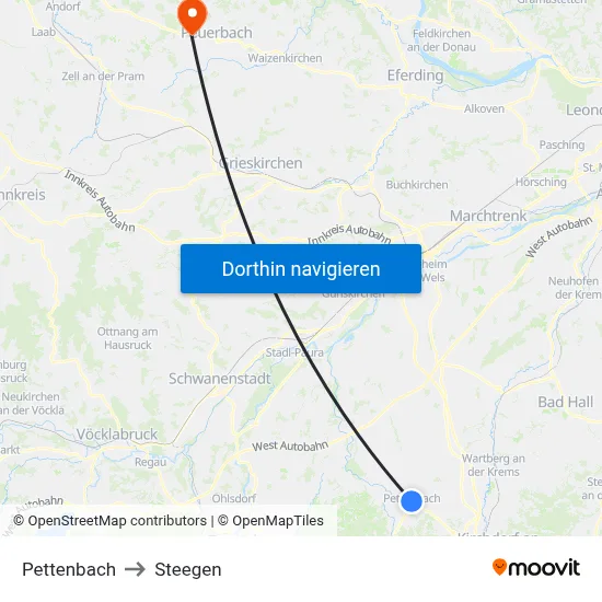Pettenbach to Steegen map