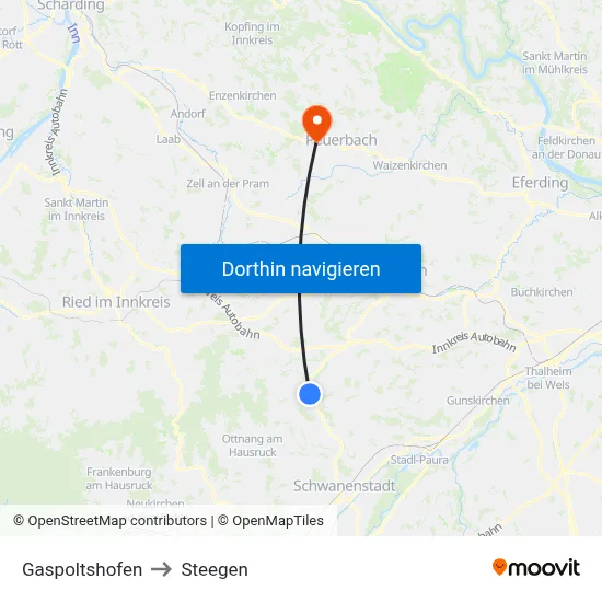 Gaspoltshofen to Steegen map