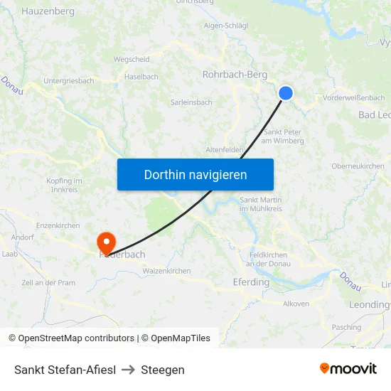 Sankt Stefan-Afiesl to Steegen map