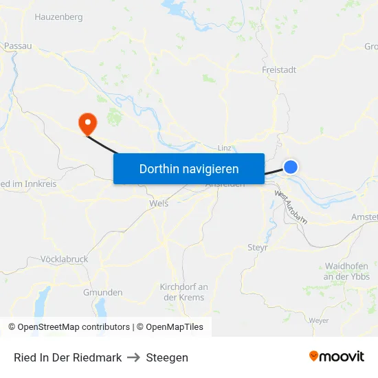 Ried In Der Riedmark to Steegen map