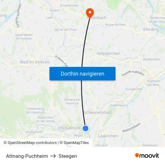 Attnang-Puchheim to Steegen map