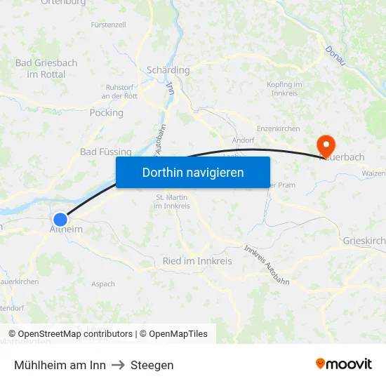 Mühlheim am Inn to Steegen map