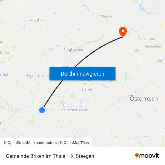 Gemeinde Brixen Im Thale to Steegen map
