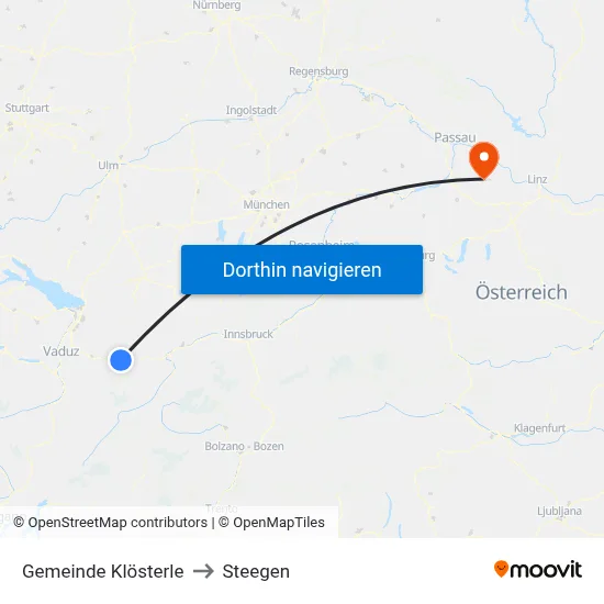 Gemeinde Klösterle to Steegen map