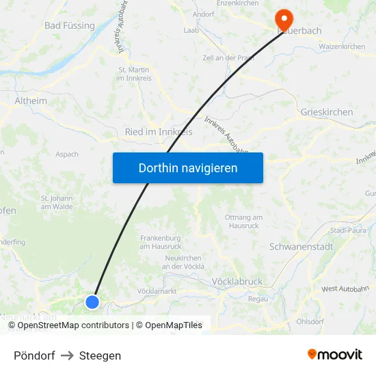 Pöndorf to Steegen map