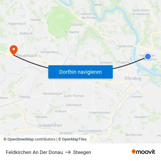Feldkirchen An Der Donau to Steegen map