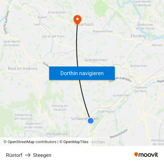 Rüstorf to Steegen map