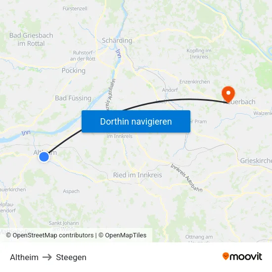 Altheim to Steegen map