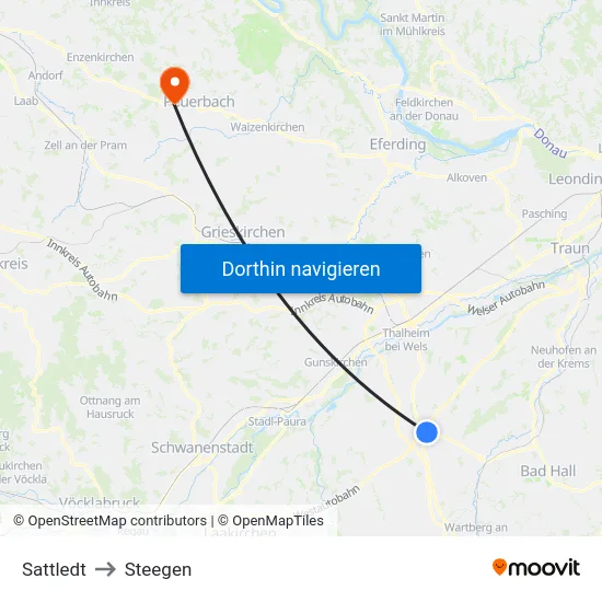 Sattledt to Steegen map