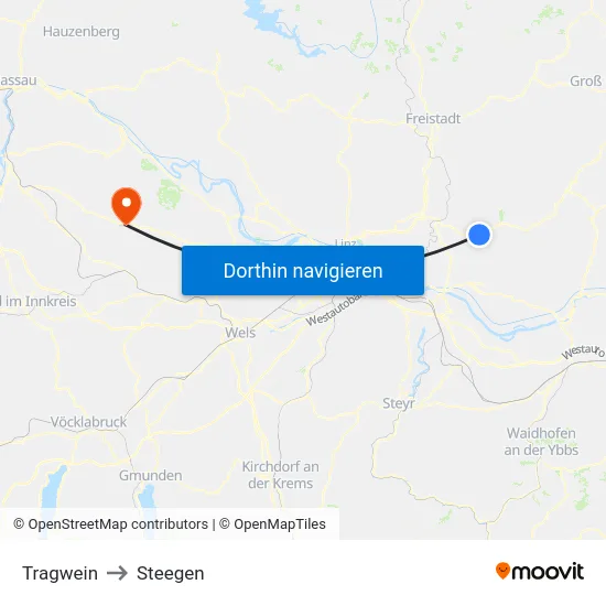 Tragwein to Steegen map