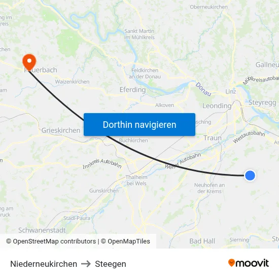 Niederneukirchen to Steegen map
