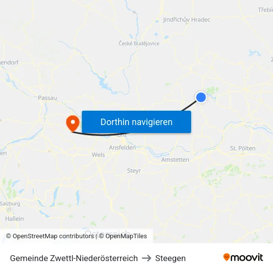 Gemeinde Zwettl-Niederösterreich to Steegen map