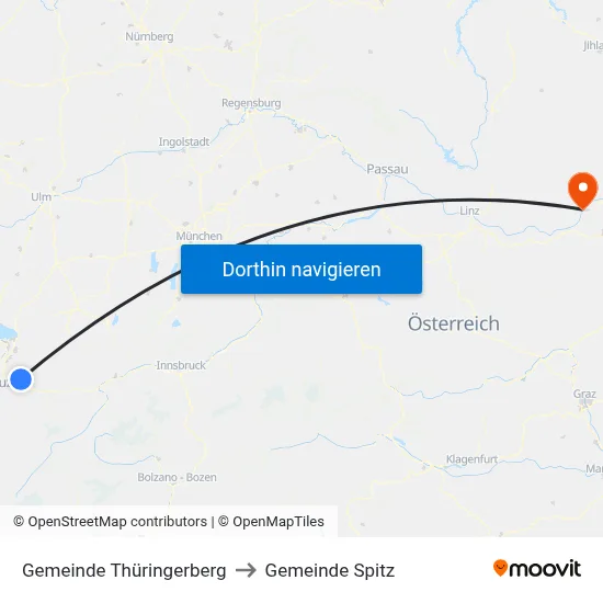 Gemeinde Thüringerberg to Gemeinde Spitz map